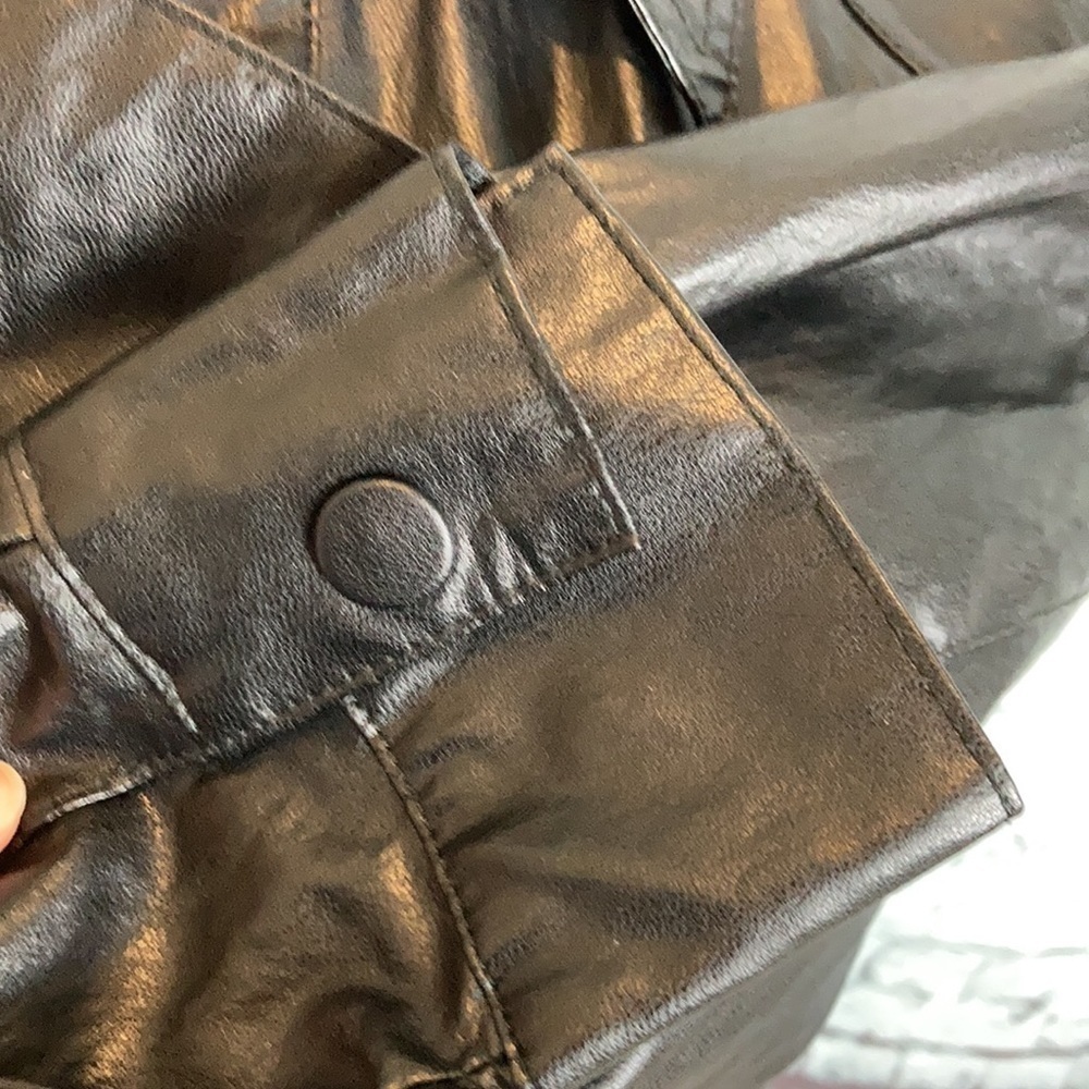 Zara Faux Vegan Leather Long Sleeve Mini Dress Party Bloggers Favorite Goth - Picture 12 of 16